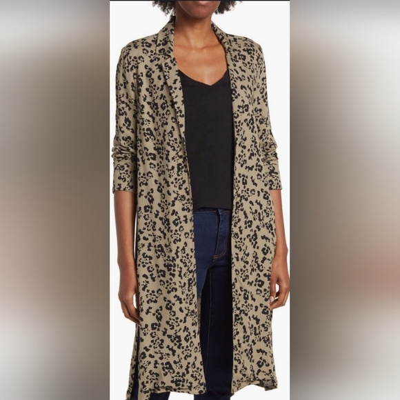 Philosophy Sweaters - Philosophy 100% Rayon Olive Leopard Long Cardigan Size Large